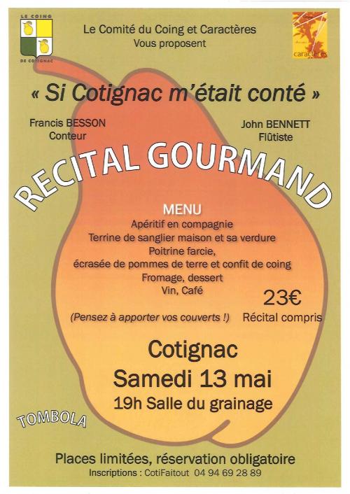 Cotignac Animations : Recital Gourmand