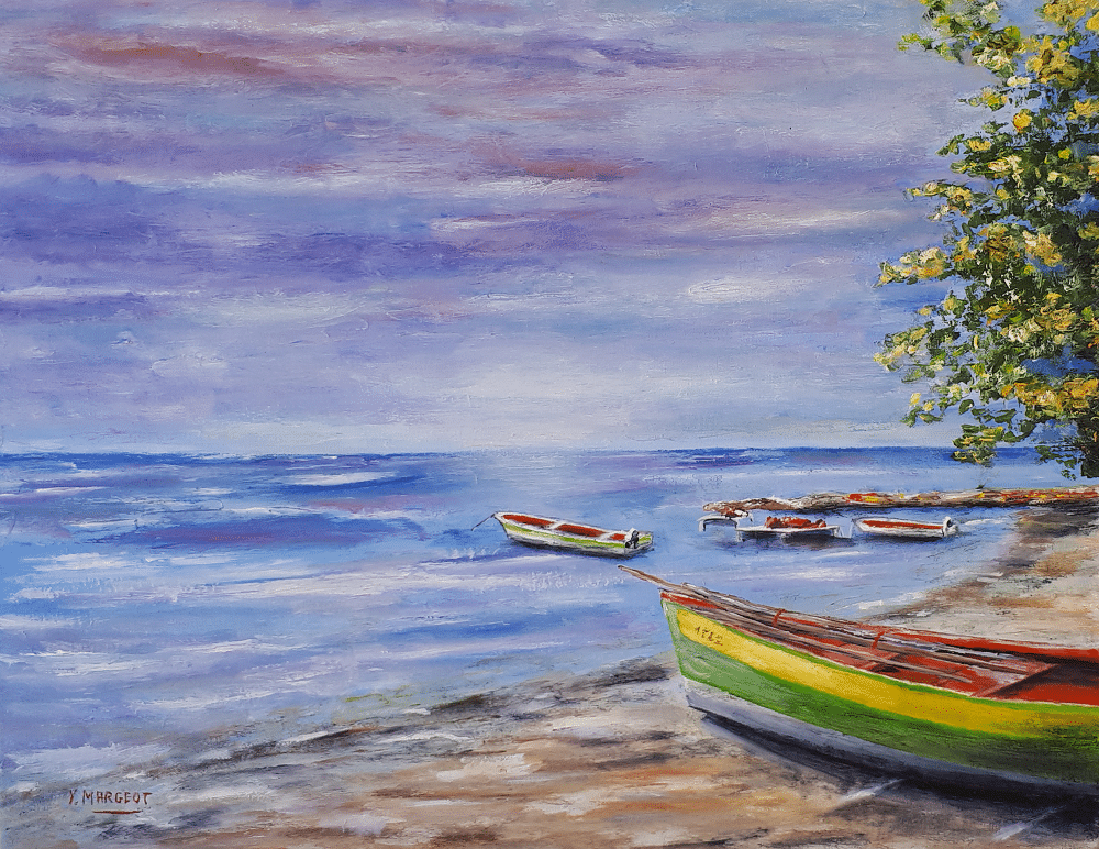 Yollande MARGEOT, artiste-peintre Cotignac : Les Barques sur la Plage